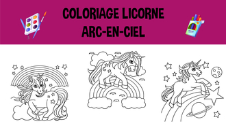 coloriage licorne arc en ciel