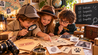 Jeu de détective pour enfant avec loupe et carnet d'indices