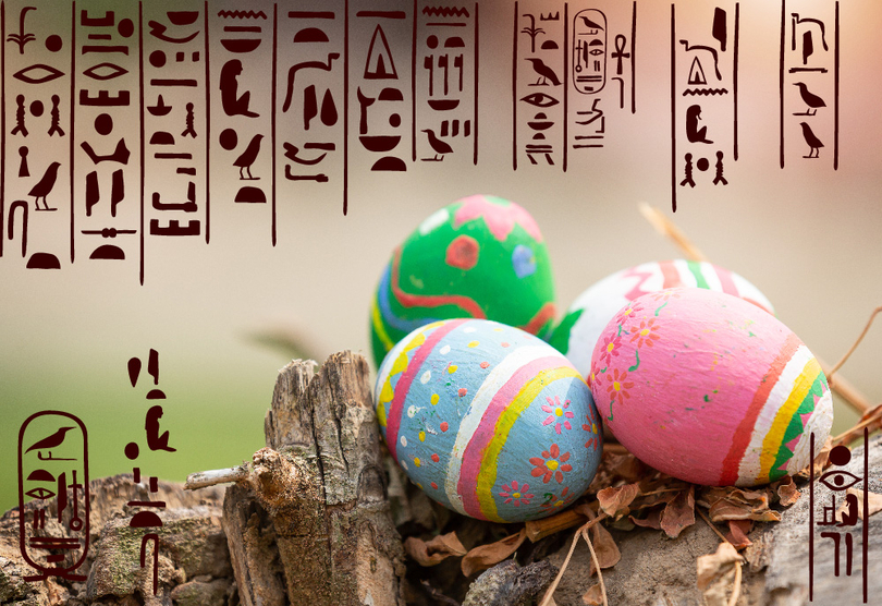 chasse aux oeufs de Pâques originales avec des hiéroglyphes