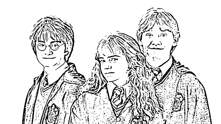 coloriage Harry Potter, Hermione Granger et Ron Weasley