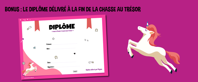 chasse au trésor licorne diplôme