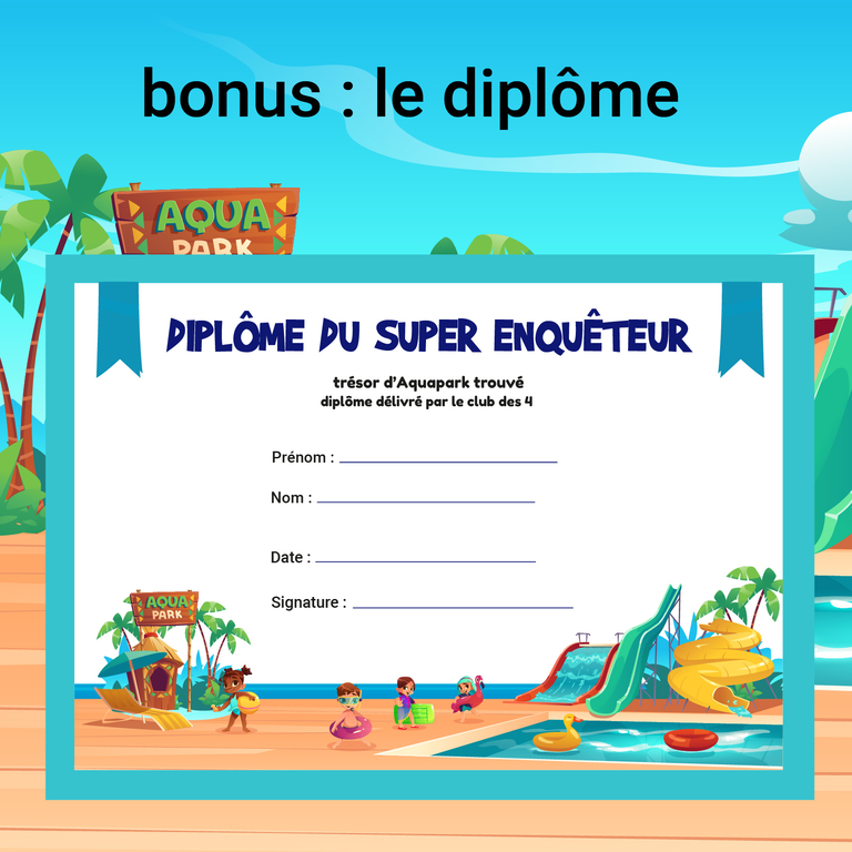 diplôme de la chasse au trésor été