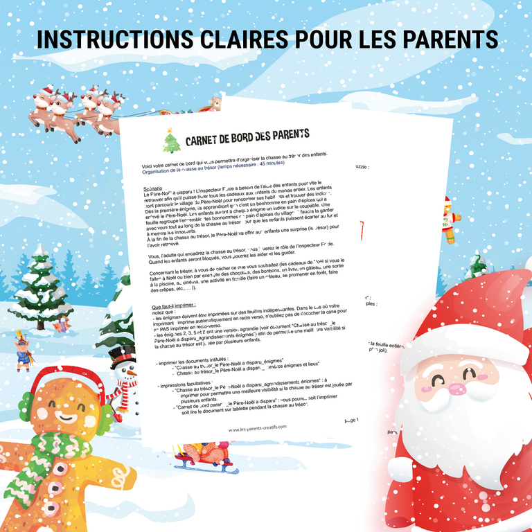 instructions pour les parents de la chasse au trésor de Noël