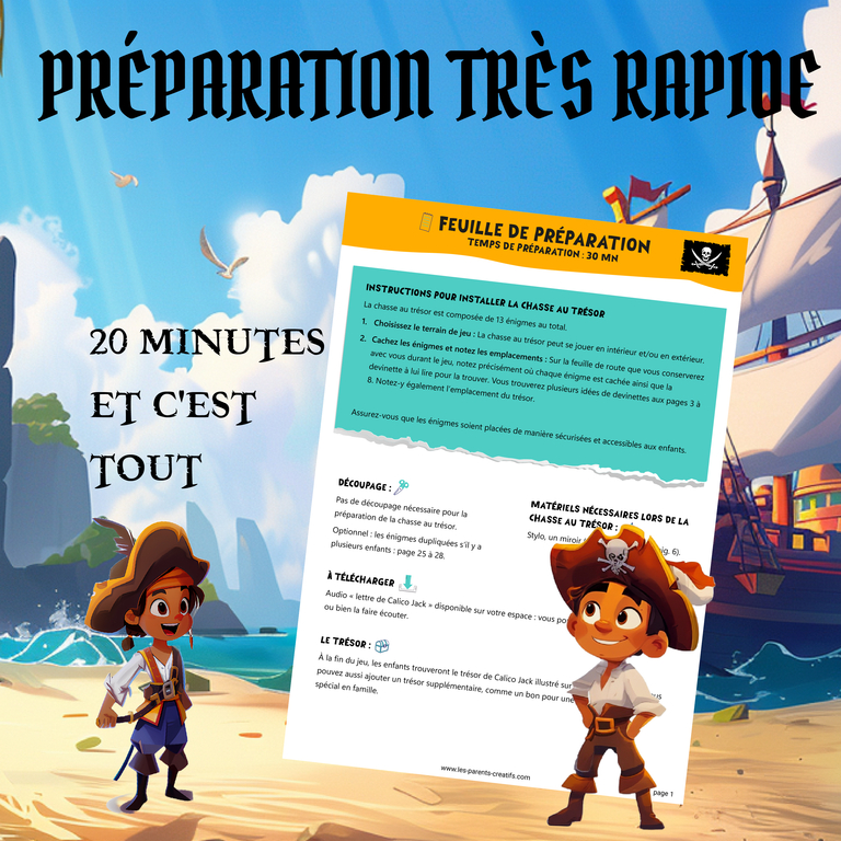 chasse au trésor pirates feuille de préparation