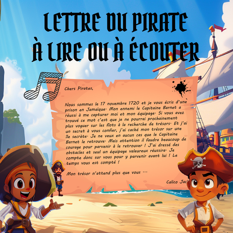 lettre du pirate de la chasse au trésor
