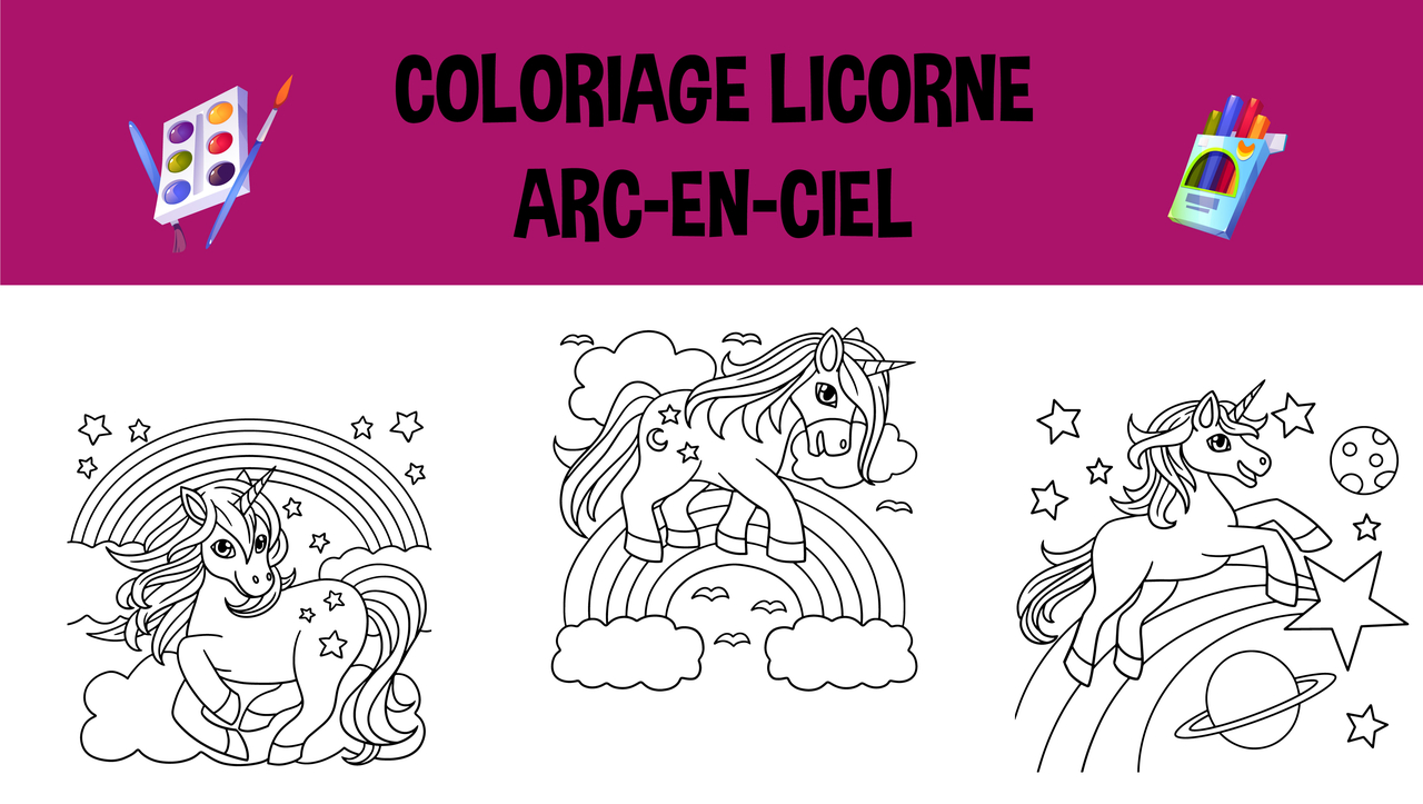 coloriage licorne arc en ciel