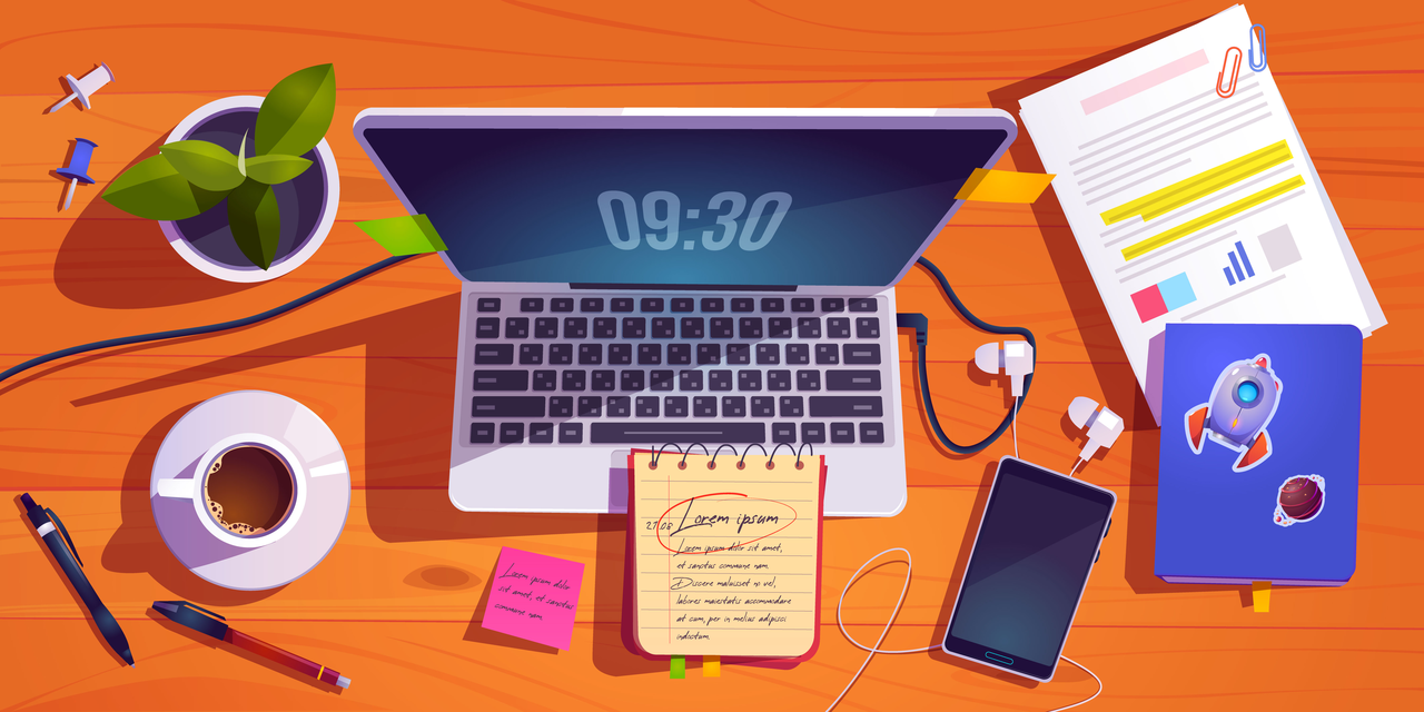 Vue de dessus espace de travail