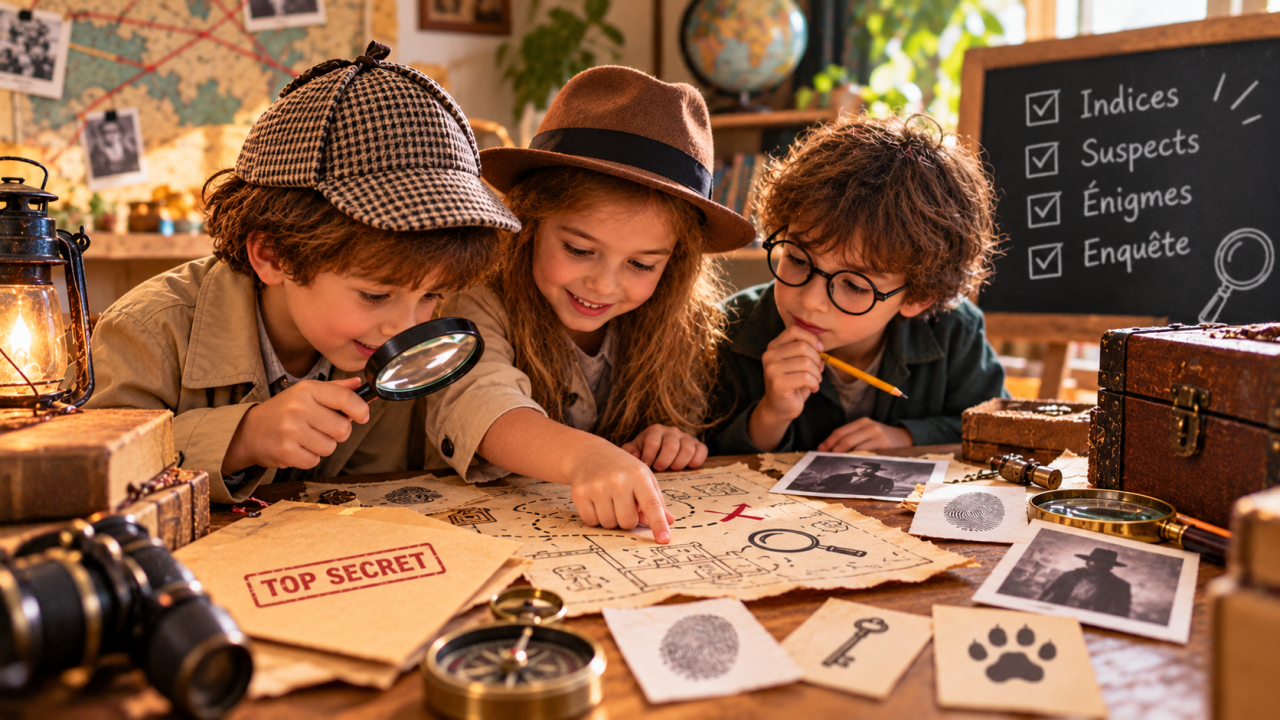 Jeu de détective pour enfant avec loupe et carnet d'indices